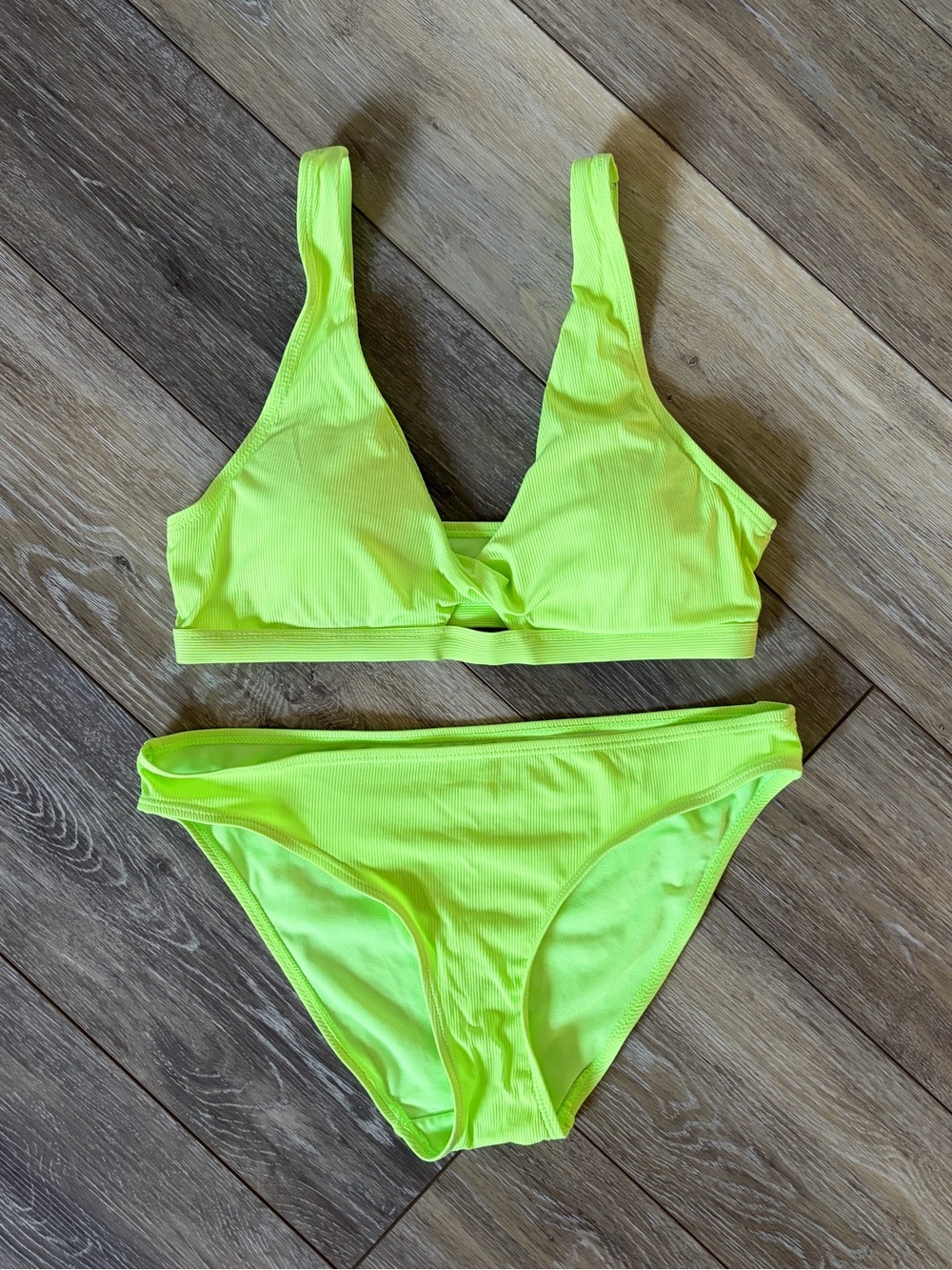 Cabana Del Sol Neon Ribbed Bikini Set